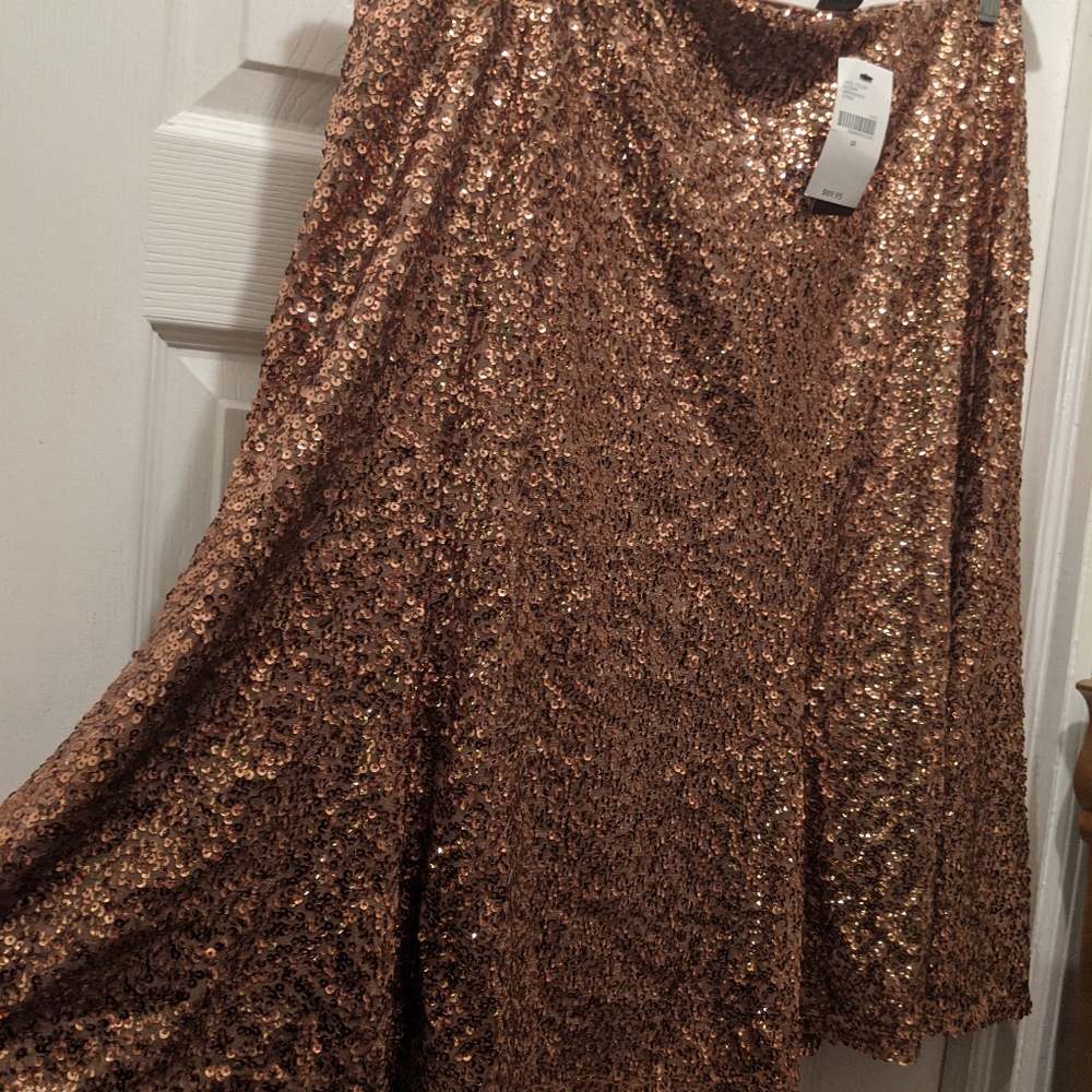 NWT Lane Bryant Sequin Gold Lined Skirt Size 18
